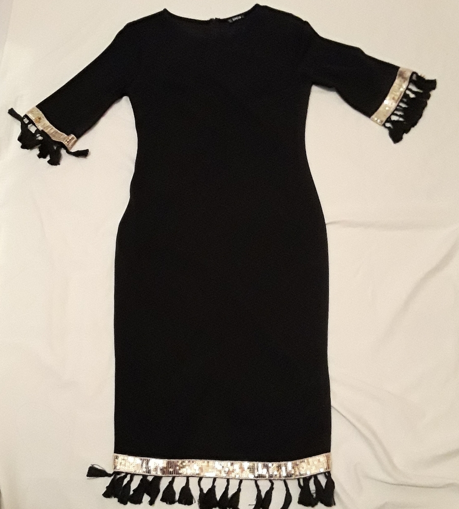 Black dress with golden underlining